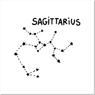 Zodiac Sign - Sagittarius Black Posters and Art